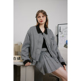 Unisex Jacket Vintage Jacket Women's Loose Houndstooth Jacket